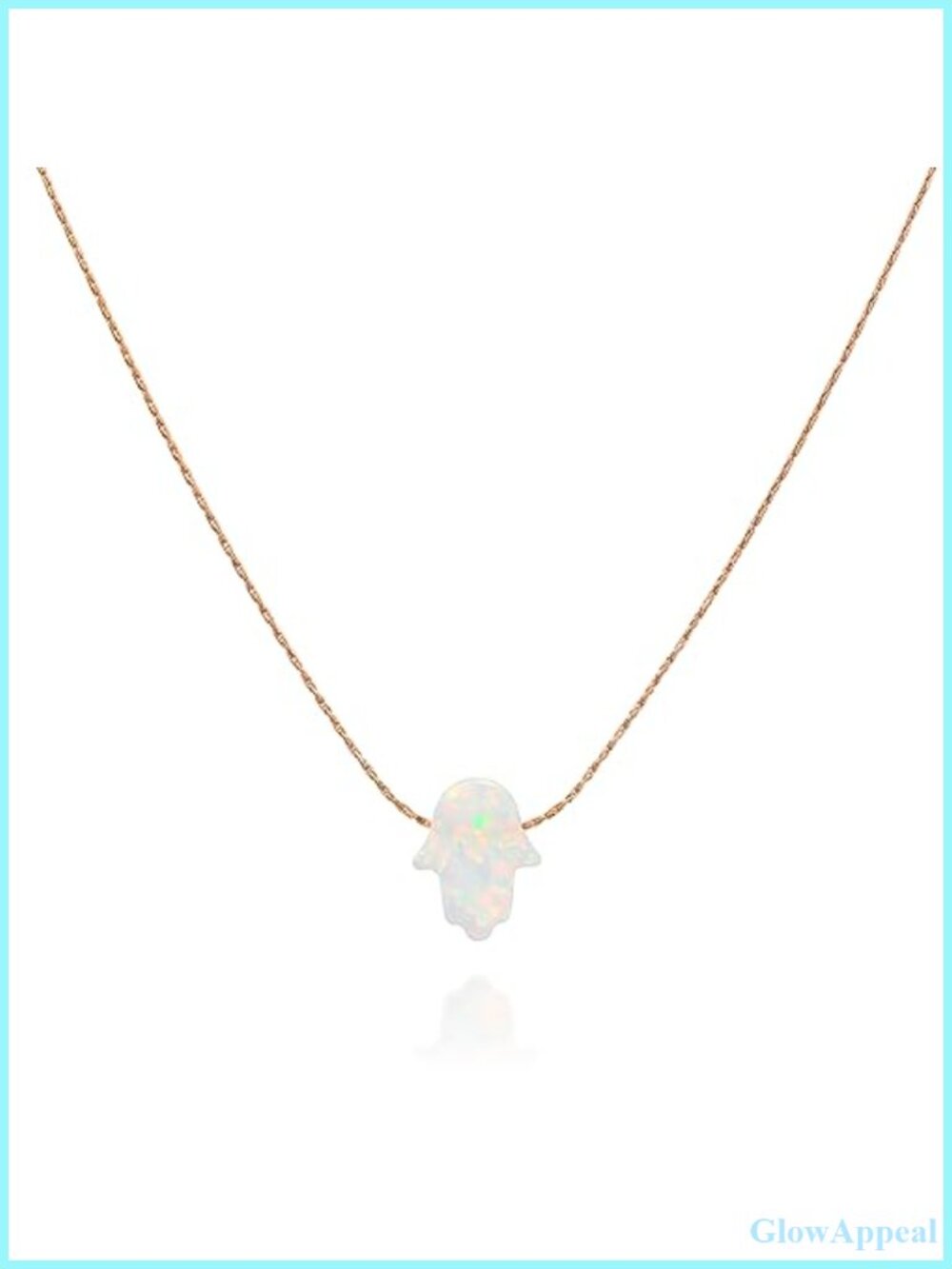 Delicate 14K Gold Filled Opal Hamsa Choker Necklace Thin Chain